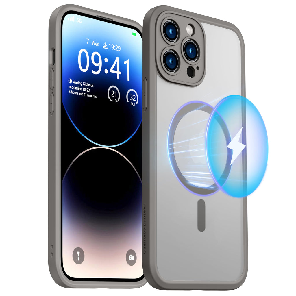 ImpactStrong Magnetic Guard Designed for iPhone 13 Case [Camera Protection] [Military Grade Drop Tested] [Compatible with MagSafe] Slim Translucent Matte Phone Case (6.1") - Black