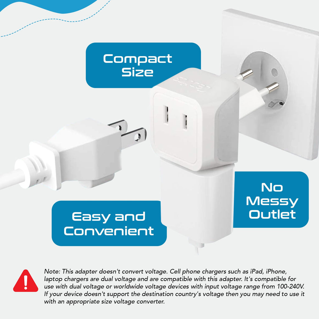 Ceptics 2 in 1 UK Adapters for Travel, Dual USA Input, Grounded, Pack of 3