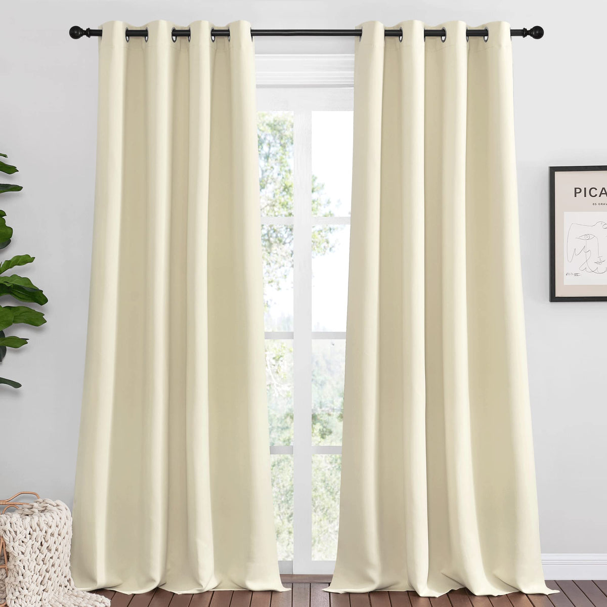 NICETOWN Thermal Insulated Solid Grommet Blackout Curtains/Drapes/Panels for Dining Room (Hunter Green, 1 Pair, 42 by 63-Inch)
