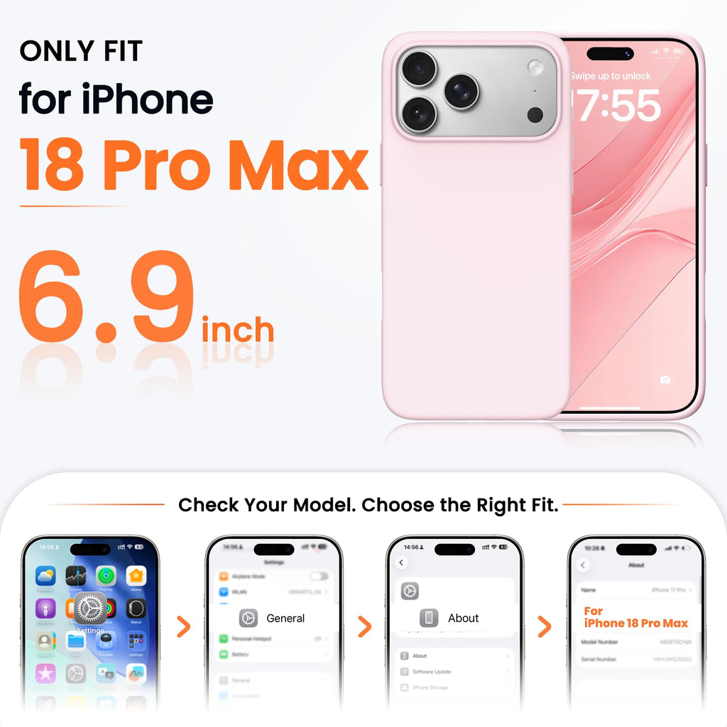 ORNARTO for iPhone 18 Pro Max Case, Liquid Silicone, Cloud Blue