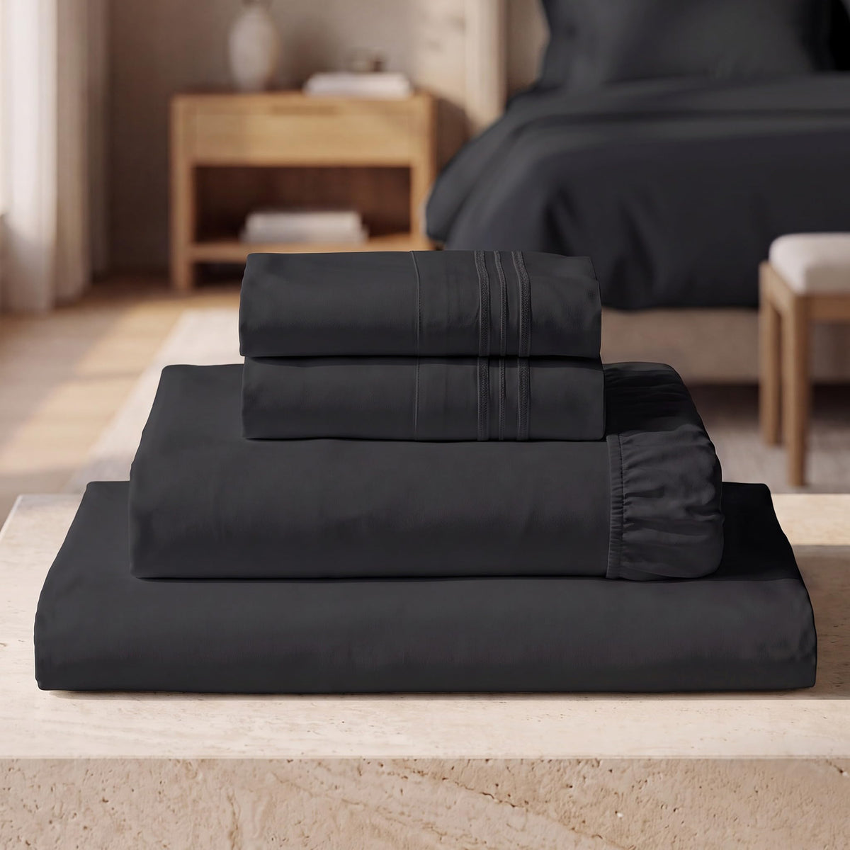 Mellanni Iconic 4-Piece Bed Sheet Set, 16" Deep Pocket (Queen, White)