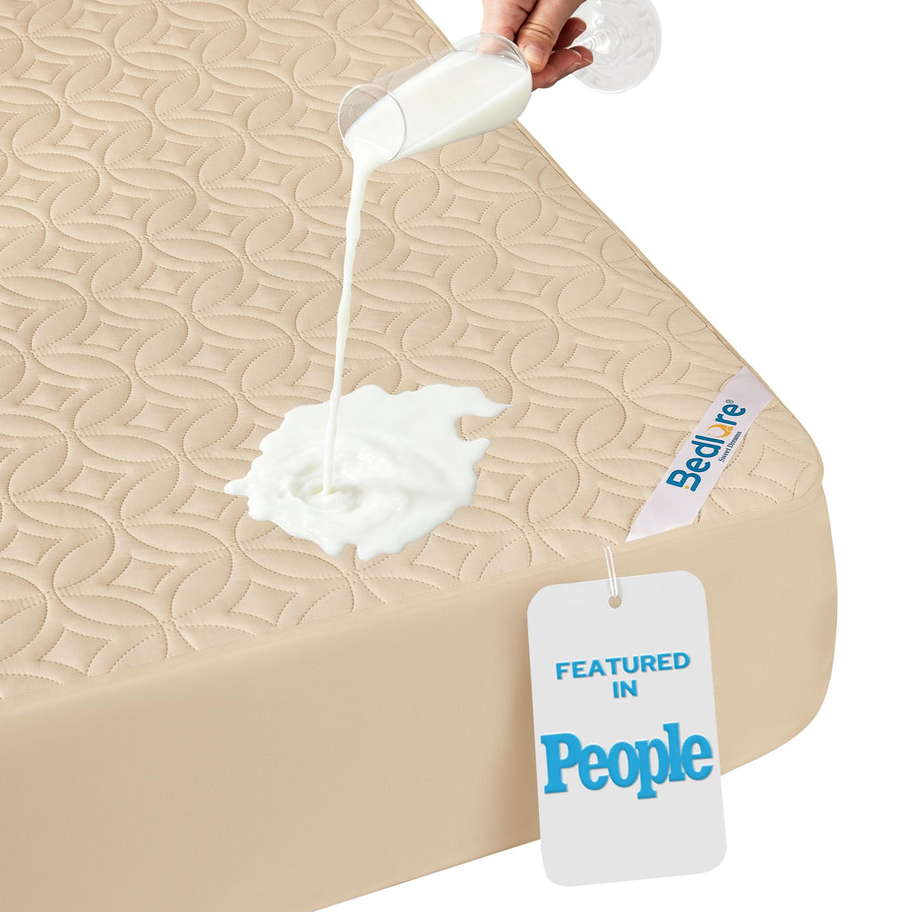 BEDLORE Waterproof Mattress Protector, Queen Size Mattress Pad Noiseless