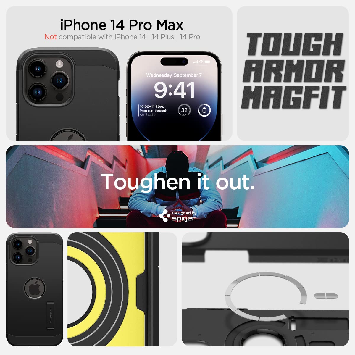 Spigen Tough Armor MagFit for iPhone 15 Pro Case, Metal Slate