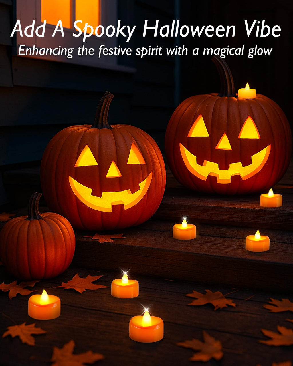 merrynights LED Candles, Tea Lights Candles Battery Operated Bulk, 24-Pack Long-Lasting 200 Hours Flameless Tealight Candles, Realistic Tea Lights for Halloween Christmas Wedding, 1.5'' D X 1.25'' H