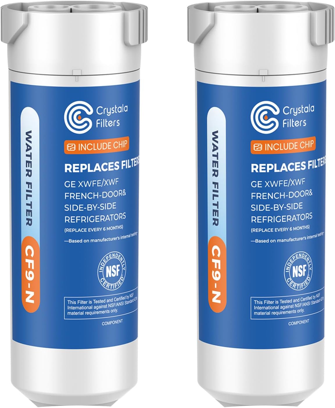 Crystala Filters XWFE (Built-in CHIP) Refrigerator Water Filter 2-Pack