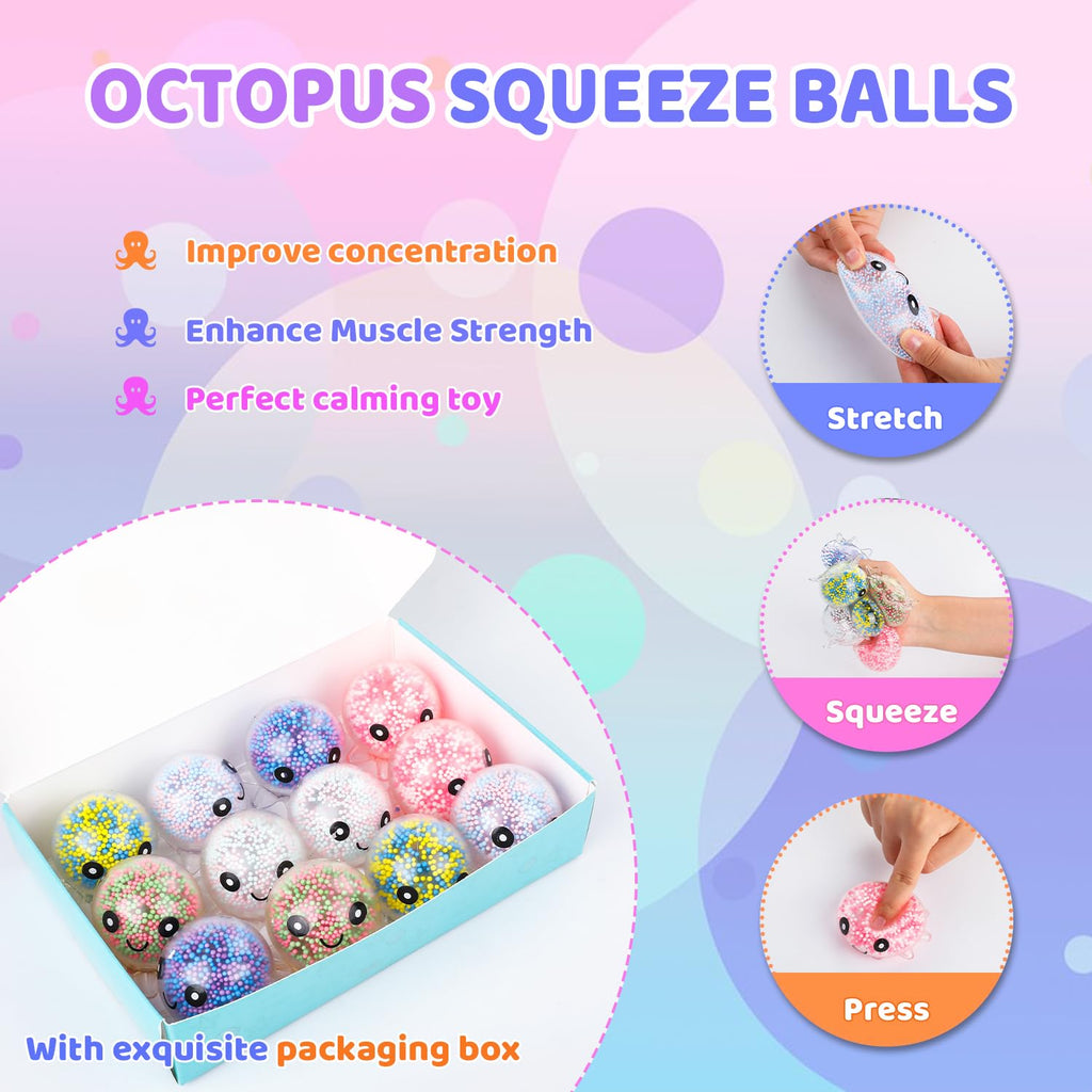 VESPRO 12Pack Fidget Toys Squishy ，Cute Bear Squeeze Ball