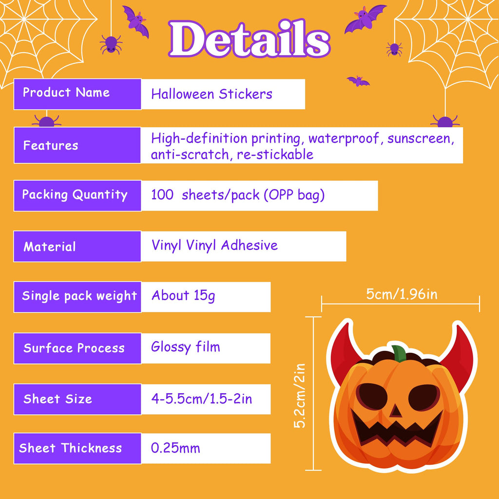 OHOME Fall Stickers | 100 PCS Thanksgiving Stickers for Kids - Vinyl Thanksgiving Games Toys Gifts Activities Essentials Party Favors Supplies - Friendsgiving Crafts Bulk for Classroom Home