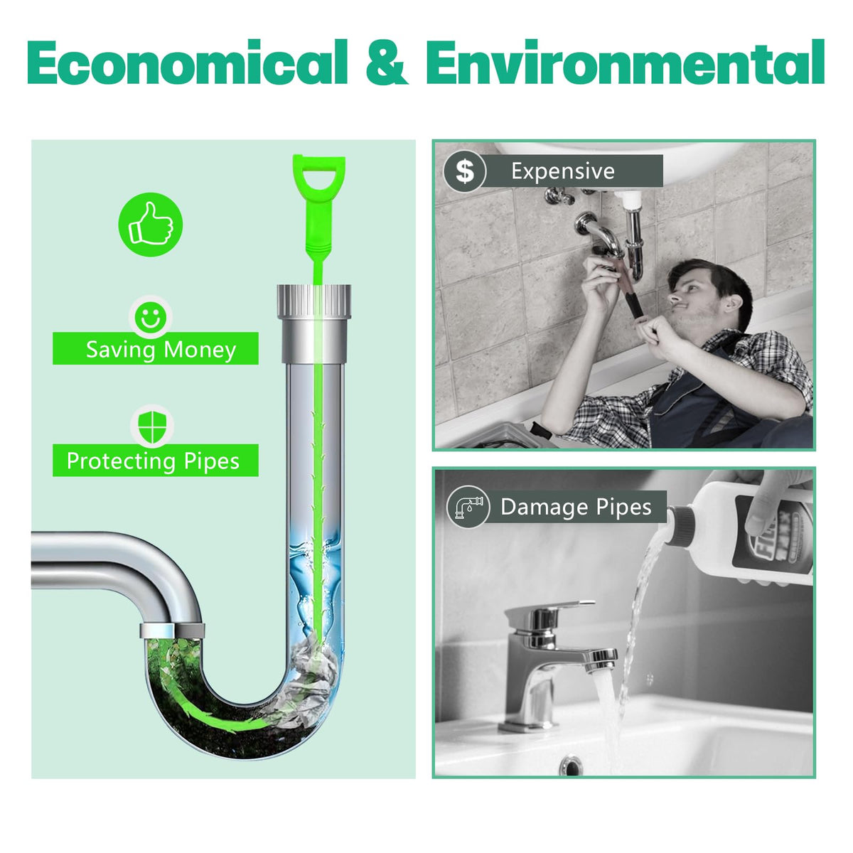Drain Snake Hair Drain Clog Remover - 3 Pack Shower Sink Unclogger Tool