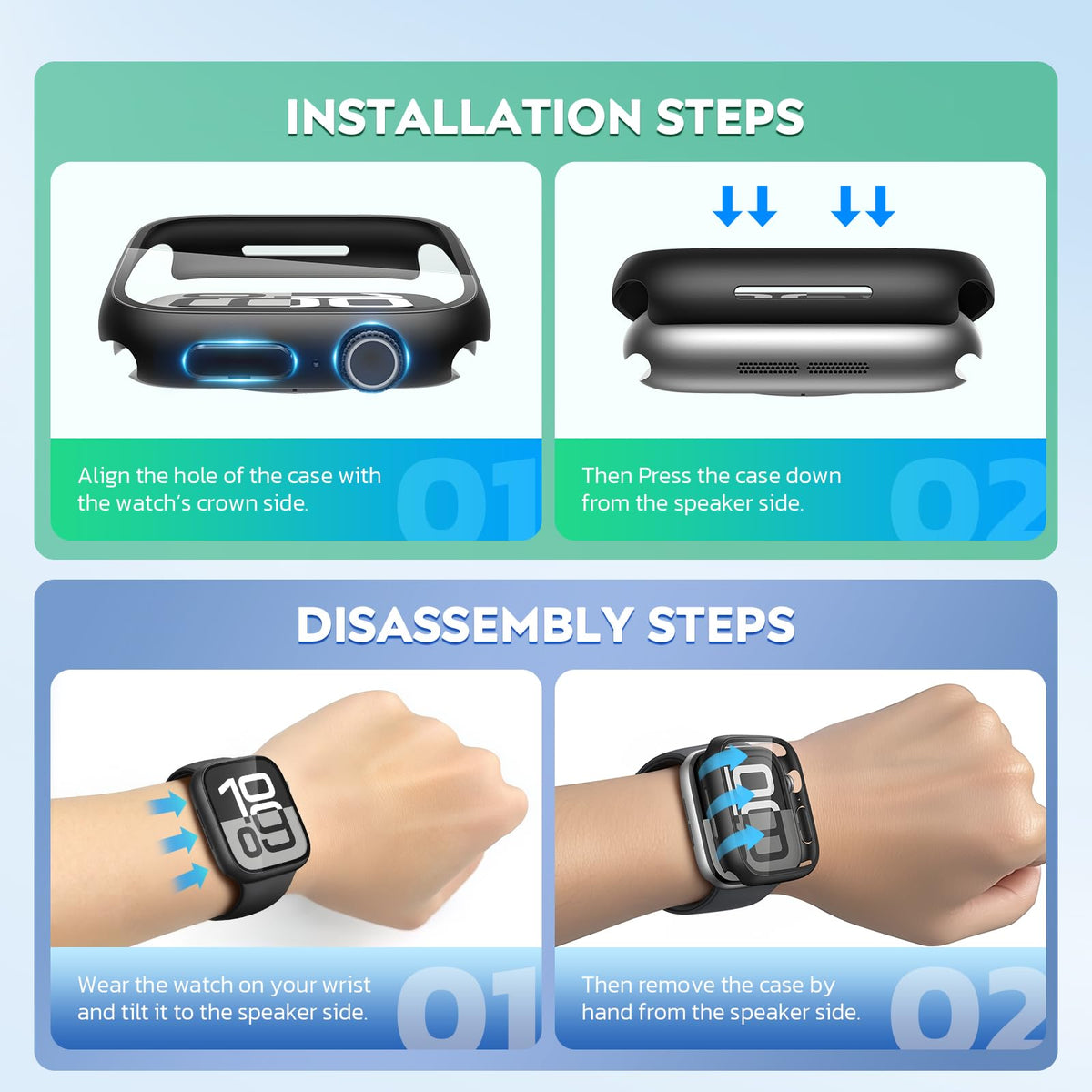 Misxi 2-Pack Waterproof Case for 41mm Apple Watch Series 9/8/7