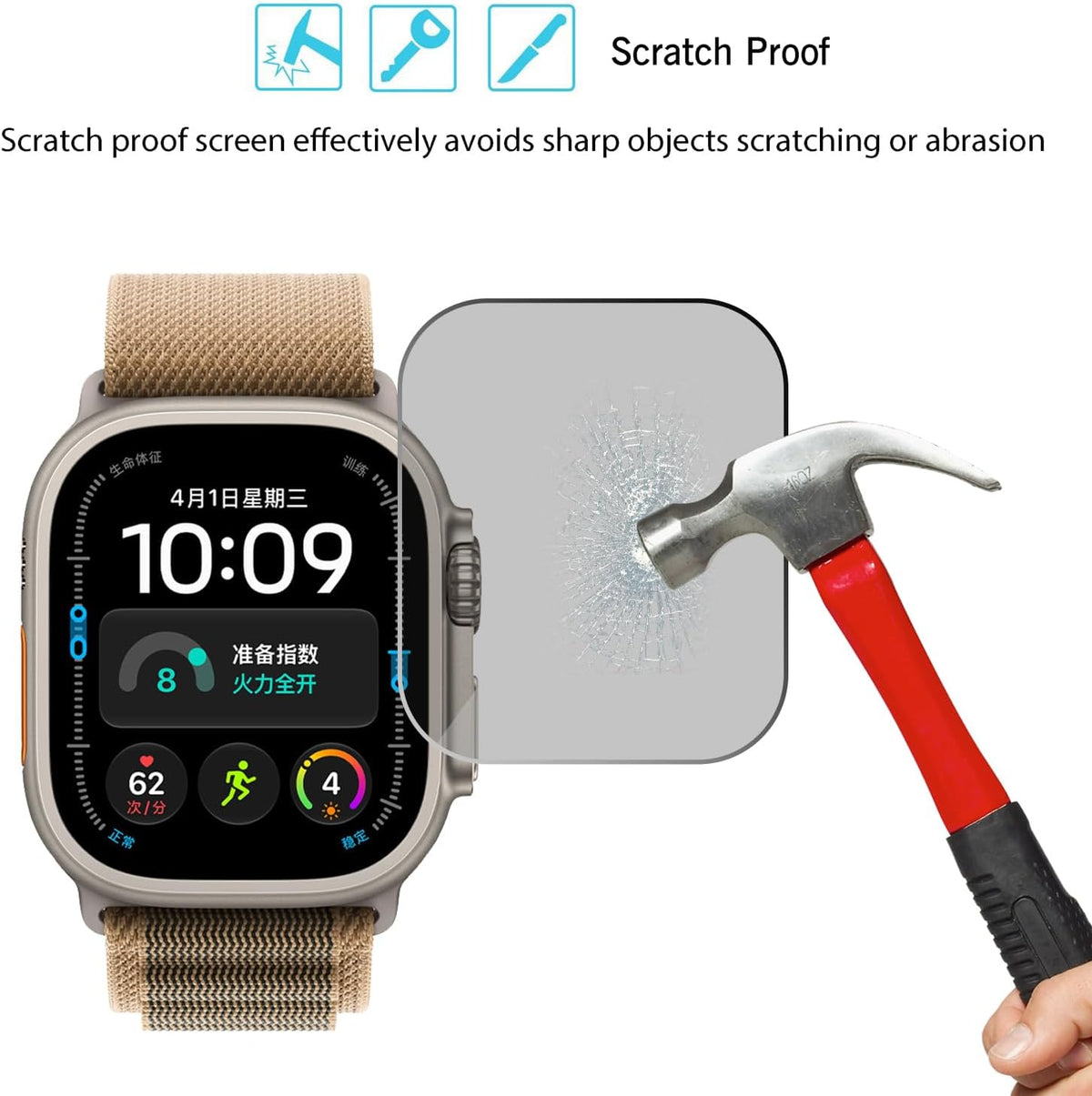 Ailun 3 Pack Screen Protector for Apple Watch Ultra 4/3/2/Ultra [Clear]