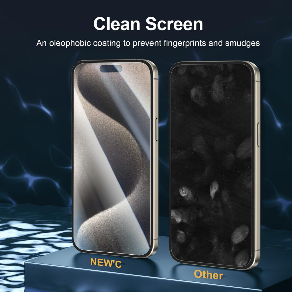 NEW'C for iPhone 16 Pro Screen Protector + Camera Lens Protector + Tool