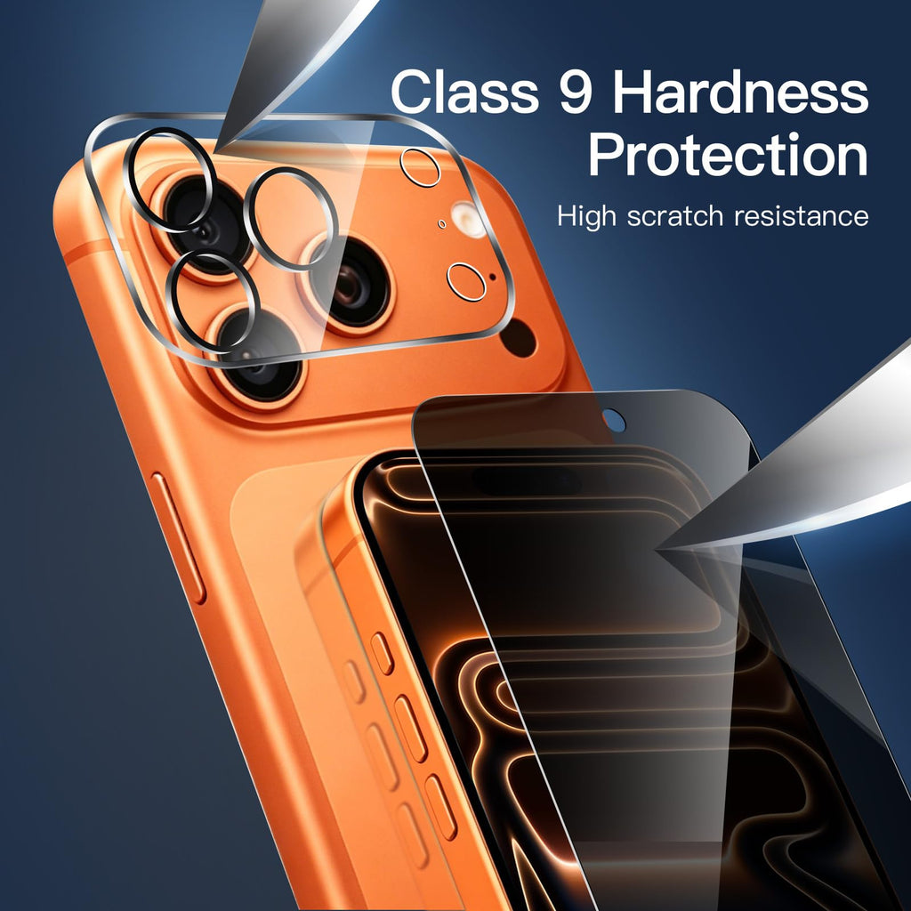 NEW'C for iPhone 16 Pro Screen Protector + Camera Lens Protector + Tool