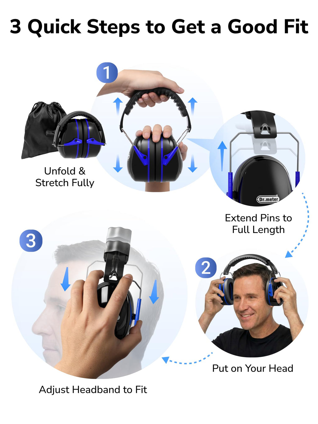 Dr.meter EM100 Noise Cancelling Headphones for Kids Adults, Ear Muffs