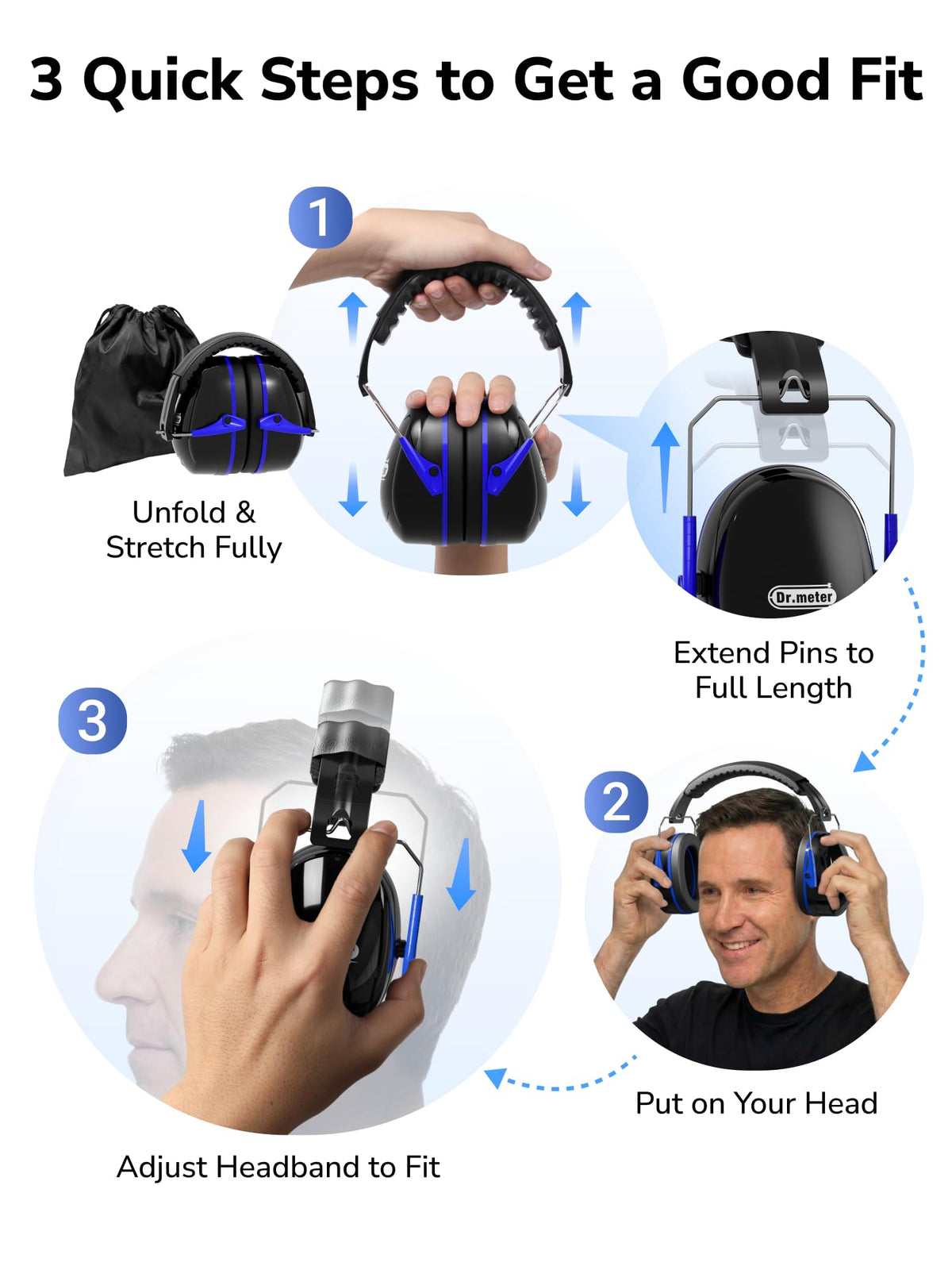 Dr.meter EM100 Noise Cancelling Headphones for Kids Adults, Ear Muffs