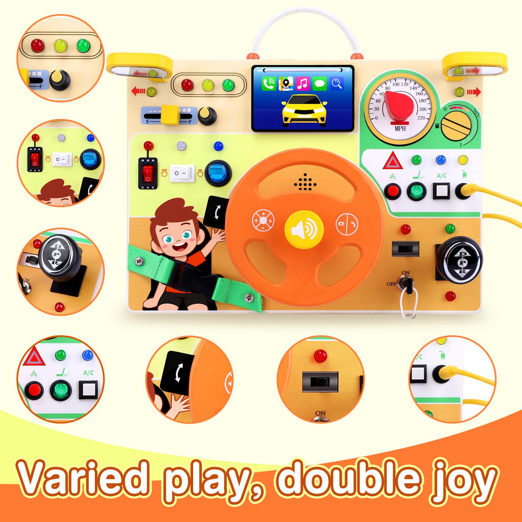 Grarain Busy Board for Toddlers - Montessori Educational Toy for 1-3 Year Old Boys & Girls | Travel-Friendly Sensory Learning Activity | Ideal for Kids with Autism(Unicorn Busy Board v2)