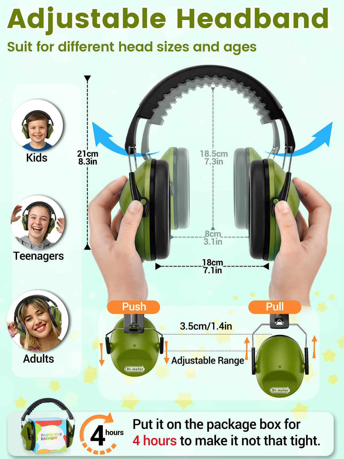Dr.meter EM100 Noise Cancelling Headphones for Kids Adults, Ear Muffs