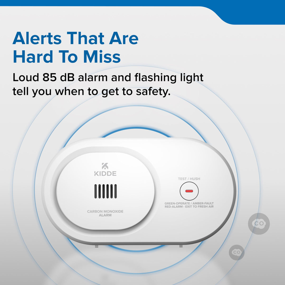 Kidde Carbon Monoxide Detector, AA Battery Powered, Portable for Travel or Home, 85 dB Alarm, LED Status Indicators, 3rd Edition