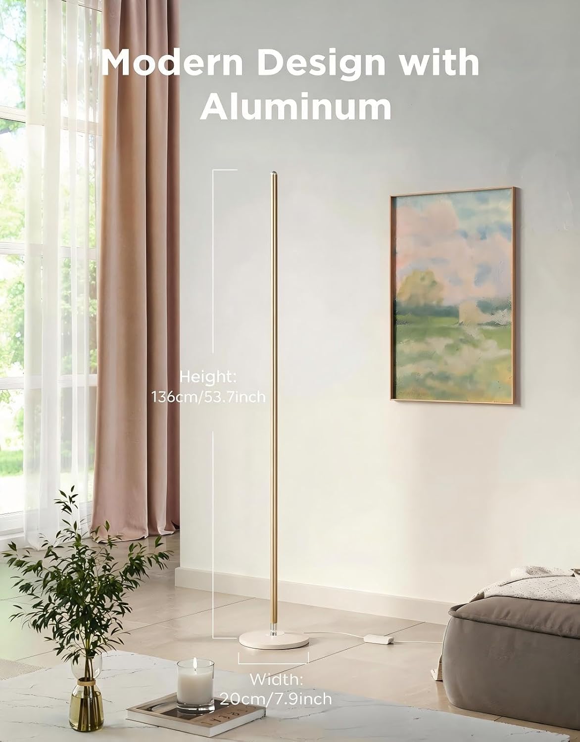 Govee RGBIC Floor Lamp Basic, 1000lm LED Corner Lamp, Champagne