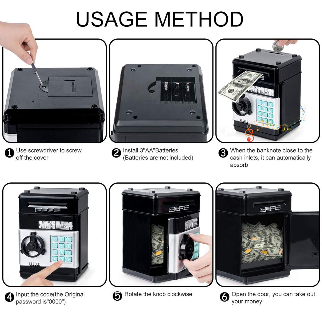 Refasy Piggy Bank Cash Coin Can ATM Bank Electronic Coin Money Bank for Kids Age 3-12, Money Savings Box Mini ATM Coin Bank Toys Gifts for 3 4 5 6 7 8 9 10 11 12 Year Old Boys Girls
