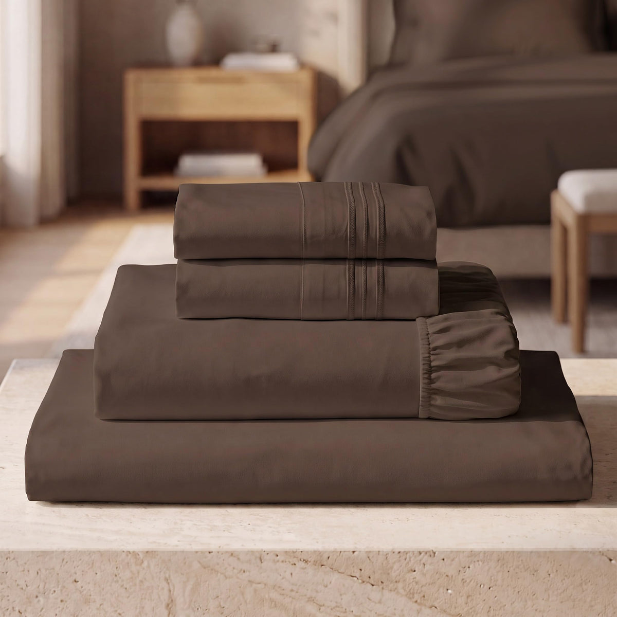 Mellanni Iconic 4-Piece Bed Sheet Set, 16" Deep Pocket (Queen, White)