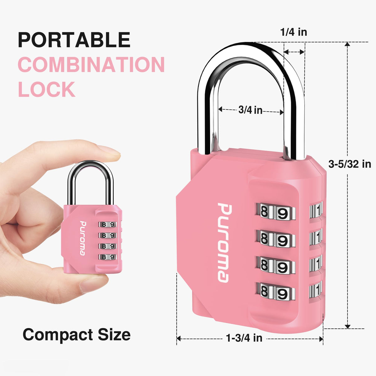 Puroma 2 Pack Combination Lock Locker 4 Digits Combo Padlock Gym Black