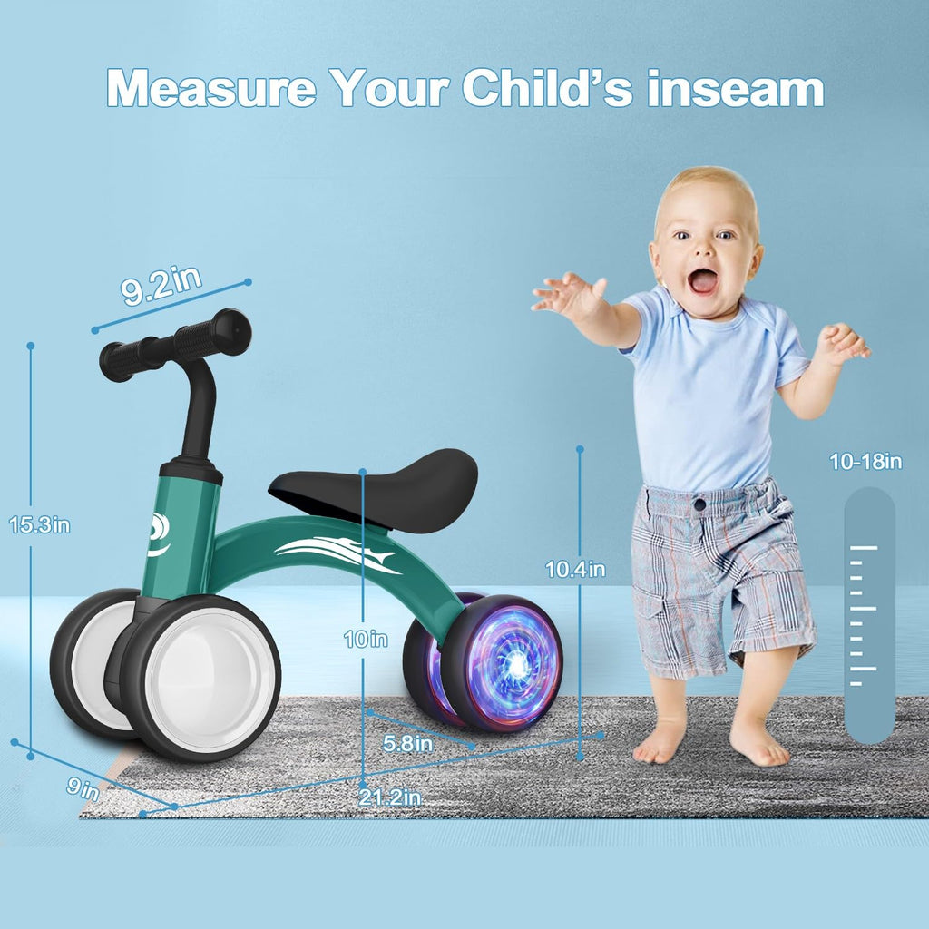 Gamfeiny Colorful Lighting Baby Balance Bike Toys for 1 Year Old Boy Girl Gifts, 10-36 Month Toddler Balance Bike, No Pedal 4 Silence Wheels & Soft Seat First Riding on Toys, 1st Birthday Gifts