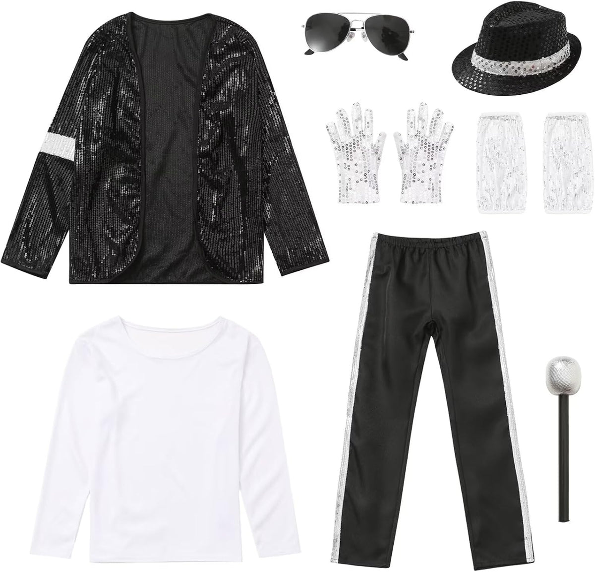 Boys Halloween Costume Set 8 Pcs 80s 90s Retro Dance Disco Cosplay