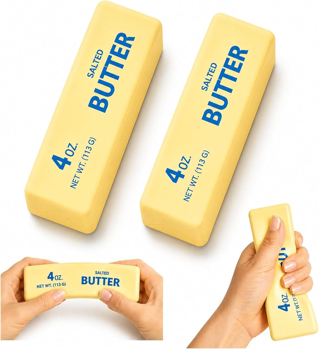 2 PCS Butter Squishy,Butter Squishy Toy, Squishy Fidget Toy, Stress Relief Toy, Soft Squeeze Anxiety Relief Fidget Toy, 4oz Butter-Shaped Squishy Toy for Office Desk Home, Reusable Durable Material