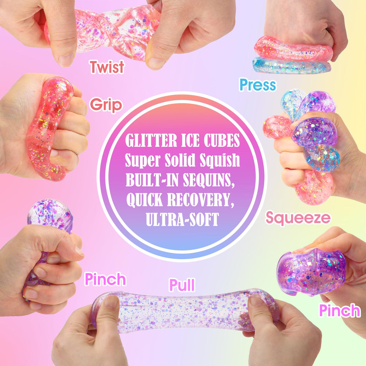 VESPRO 12Pack Fidget Toys Squishy ，Cute Bear Squeeze Ball