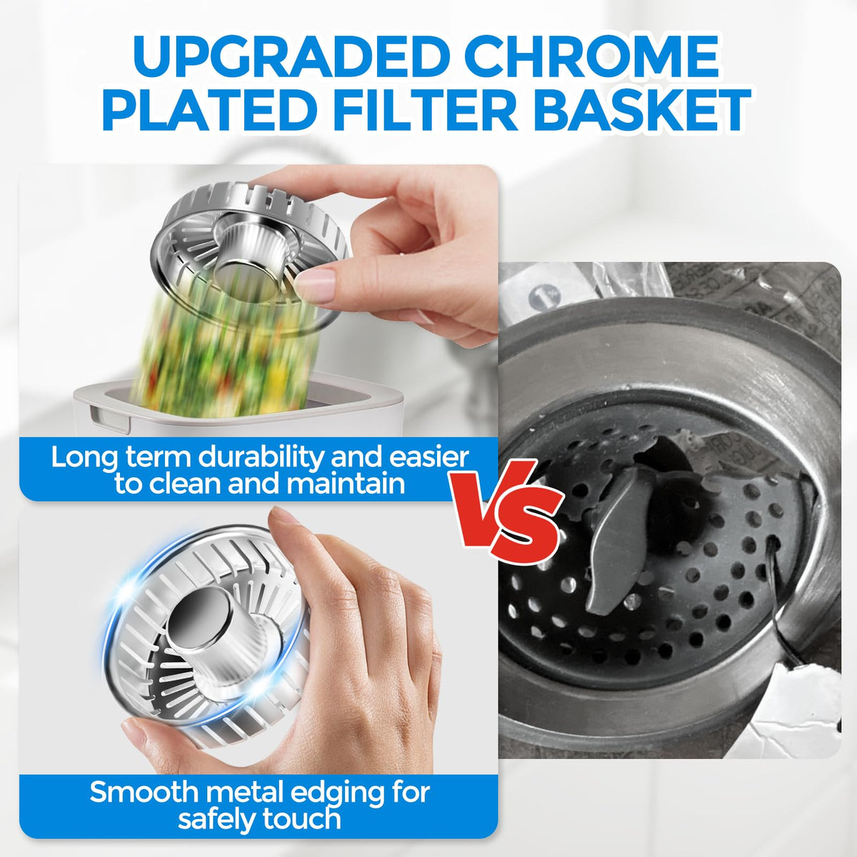 zaa 3 in 1 Kitchen Sink Drain Strainer Stopper Removable Basket Pop-Up
