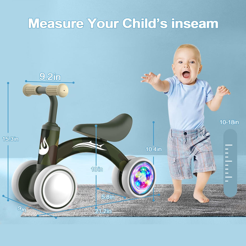 Gamfeiny Colorful Lighting Baby Balance Bike Toys for 1 Year Old Boy Girl Gifts, 10-36 Month Toddler Balance Bike, No Pedal 4 Silence Wheels & Soft Seat First Riding on Toys, 1st Birthday Gifts