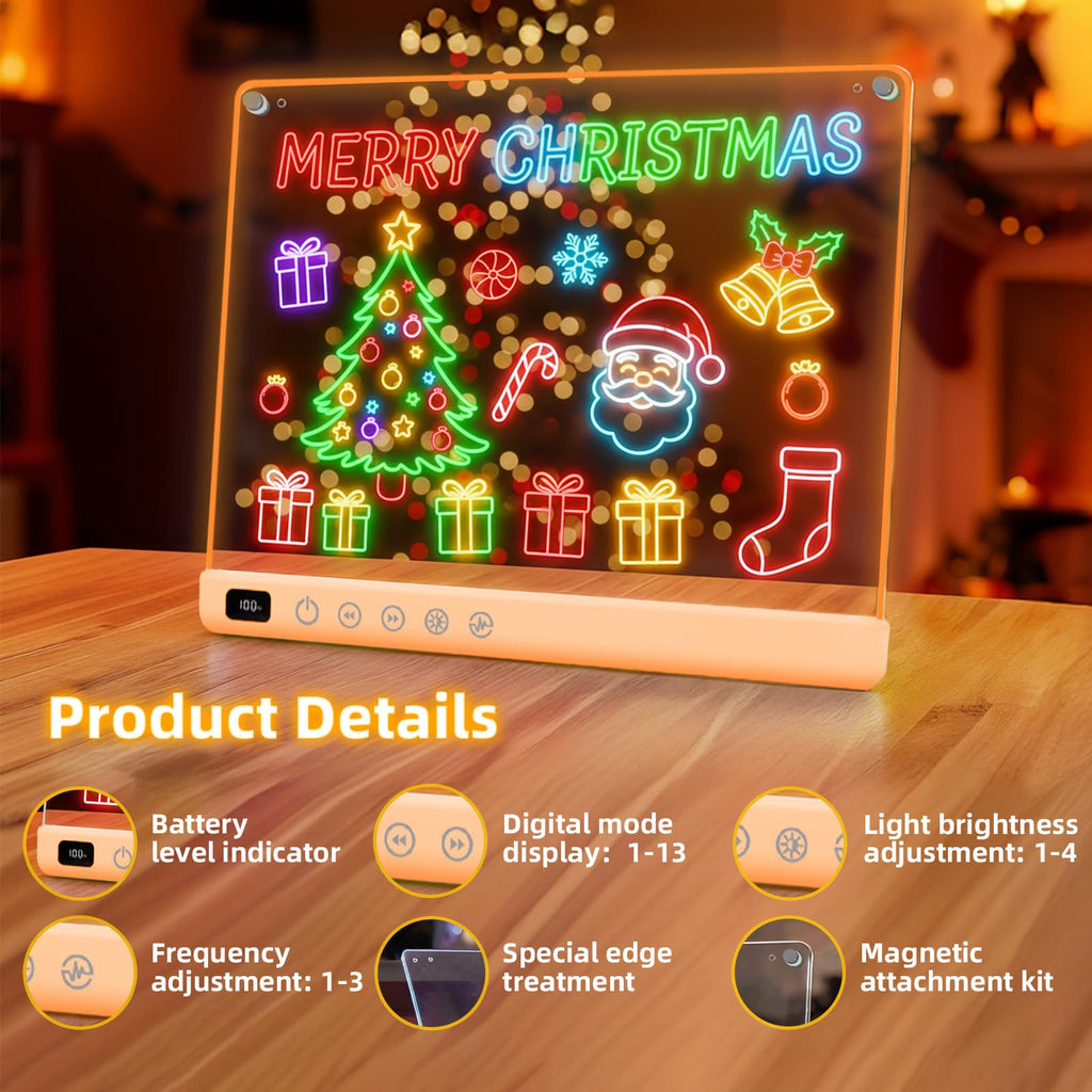 Led Drawing Board with 13 Light Effects, 16" Rechargeable Glow Doodle LED Note Board with Colors, Neon Light Up Drawing Tablet Gifts for Kids for Easter Birthday Christmas Gift Ideas