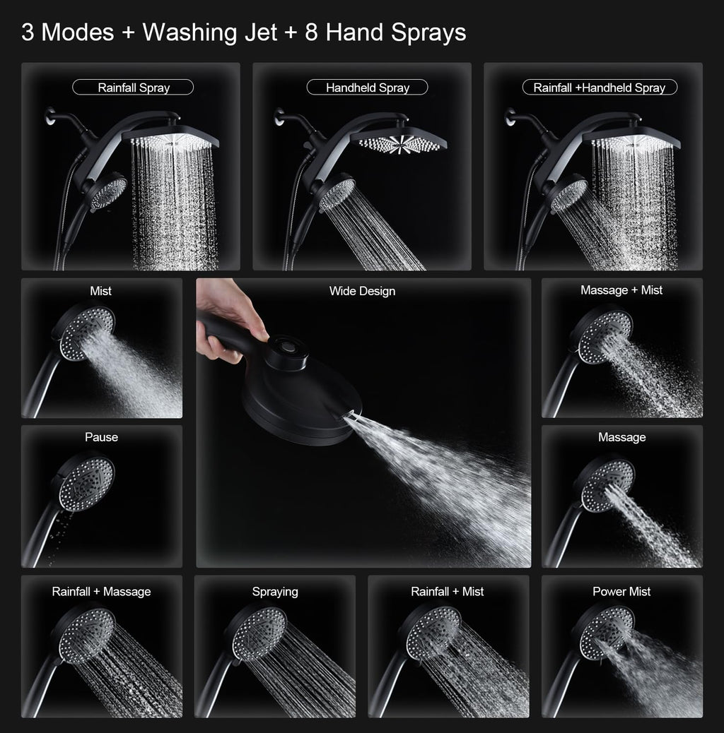 Rain Shower Head with Handheld Showerhead, Chrome 1.8GPM 460311