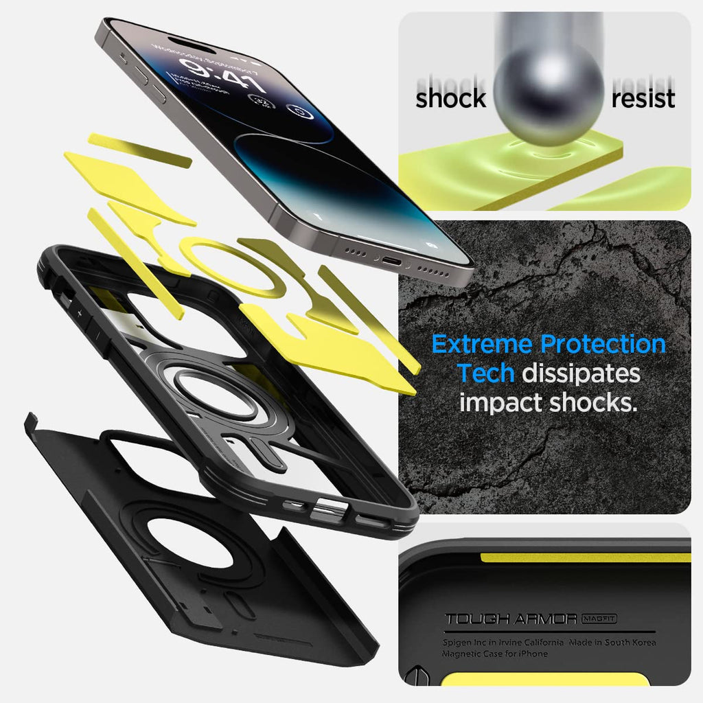 Spigen Tough Armor MagFit for iPhone 15 Pro Case, Metal Slate