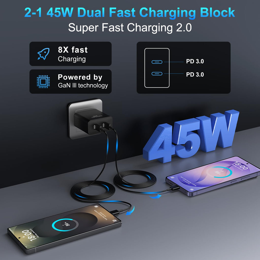 iPhone 18 17 Pro Max Charger Fast Charging 45W USBC iPhone Duo Fast Charger