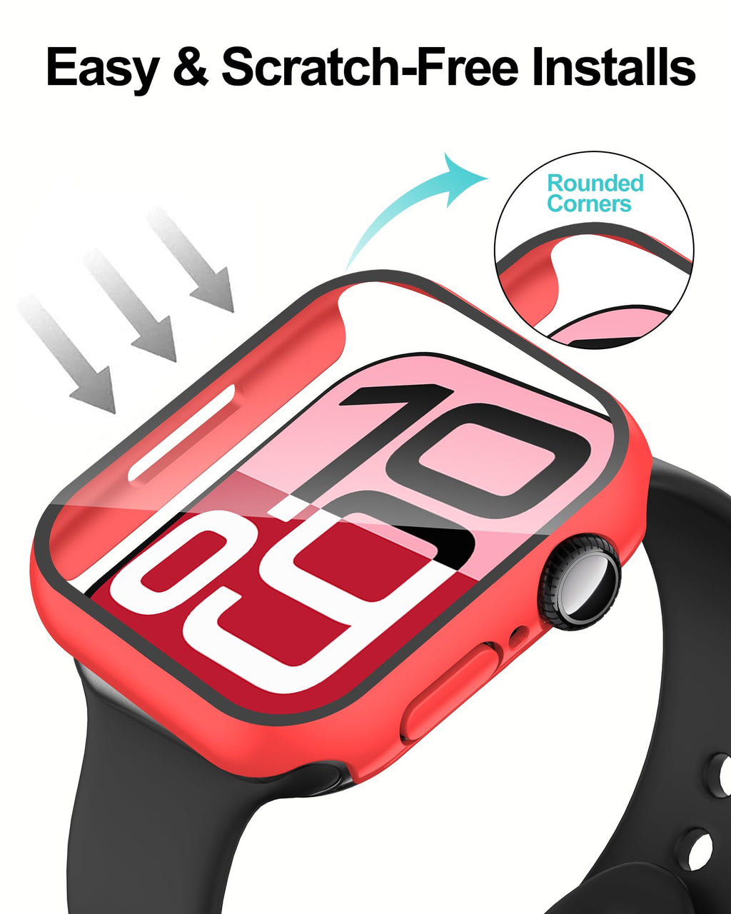 Smiling 2 Pack Case Compatible with Apple Watch Series 9/8/7 41mm with Tempered Glass Screen Protector, Hard PC Case Overall Protective Cover- 1 Silver + 1 Transparent