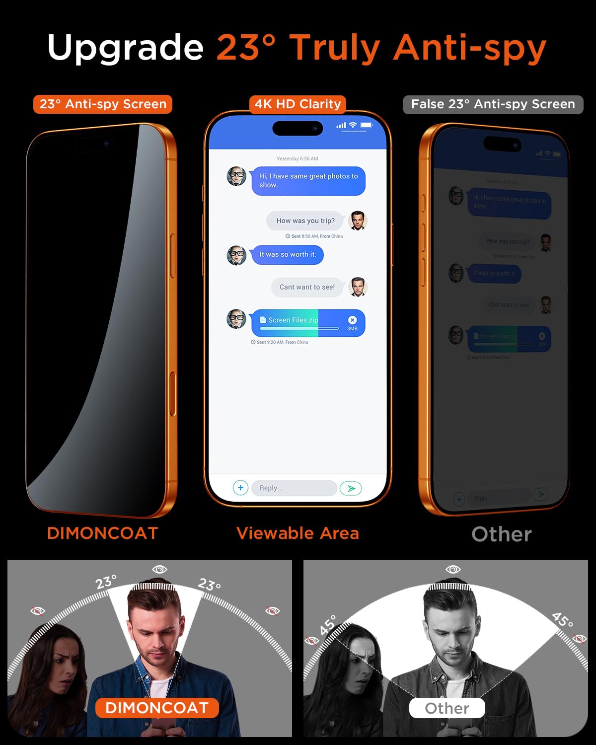 DIMONCOAT Top 9H++ Glass 2 Pack for iPhone 17 Pro Screen Protector 6.3''