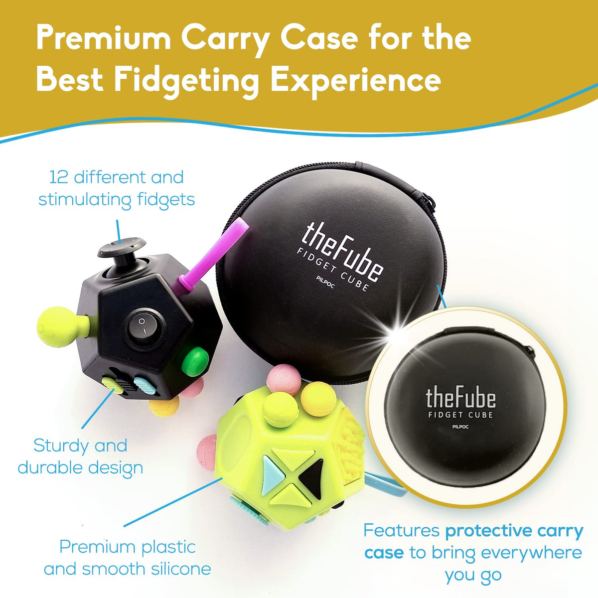 PILPOC theFube Fidget Cube Handy Anxiety Toys for Kids and Adults (Black)