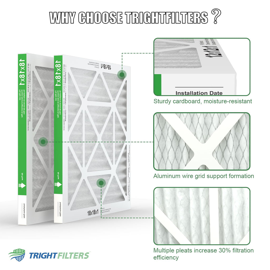 TRIGHTFILTERS 14x20x1 Air Filter 4 Pack, MERV 8 Filter Replacement