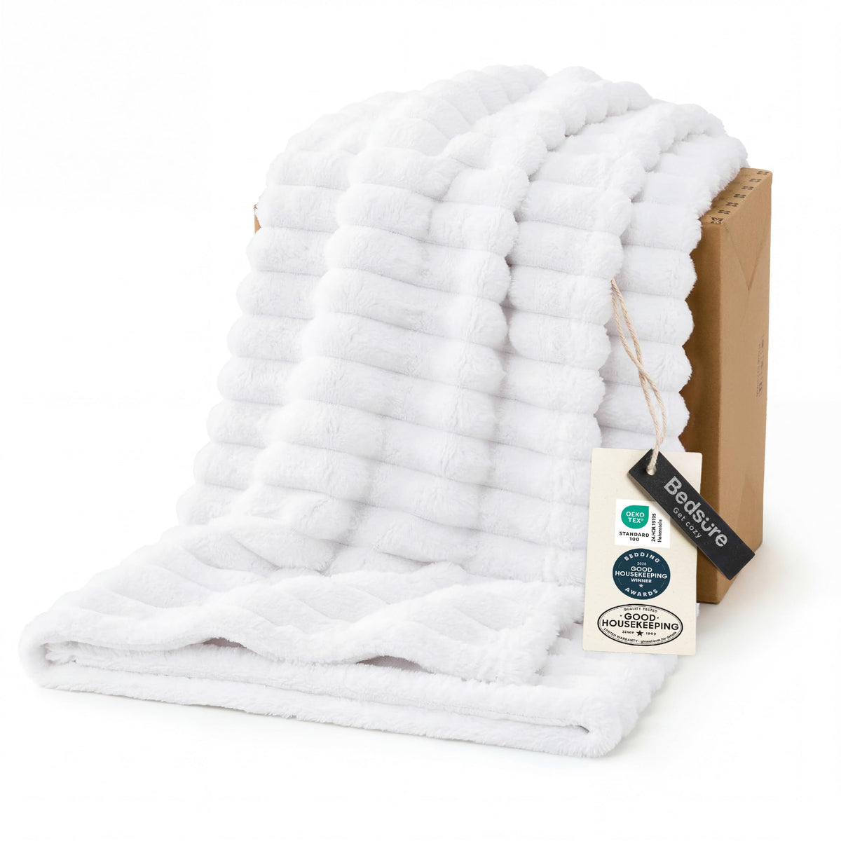 Bedsure GentleSoft White Throw Blanket for Couch - Halloween Fall Decorations for Home Living Room Decor, Cozy Fleece Fall Christmas Blanket, Birthday Gifts for Women Mom Her, Off White, 50x60 Inches