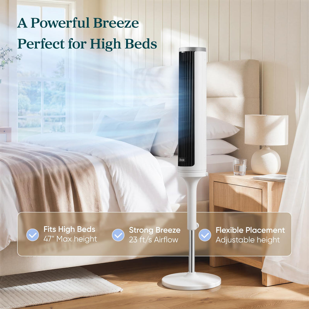 Levoit Tower Fan for Bedroom, 20dB Quiet Desk Fan, Easy to Carry & Plug-in