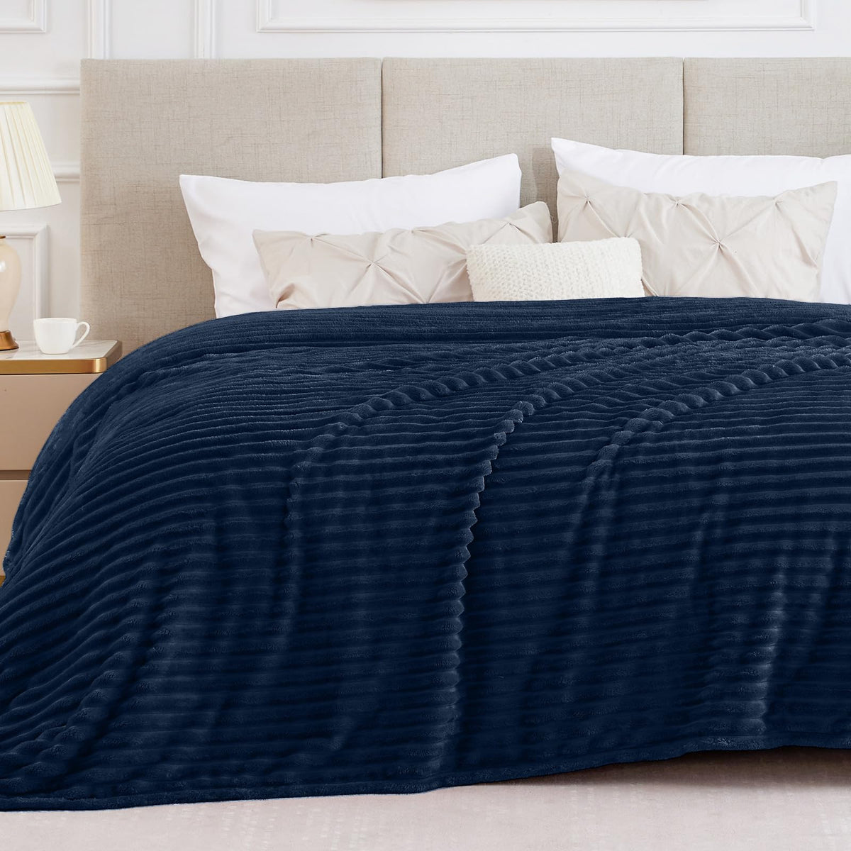 BEDELITE Ribbed Full Size Blanket for Bed, Olive Green, 84"x90"