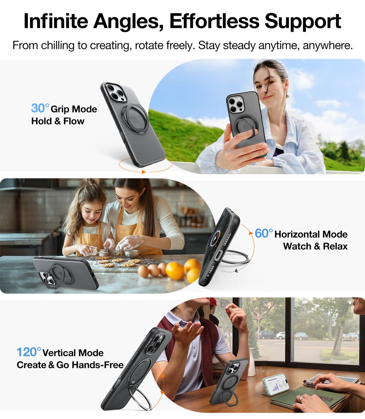 TORRAS 360 Magnetic Stand for iPhone 17 Pro Max Case, Clear