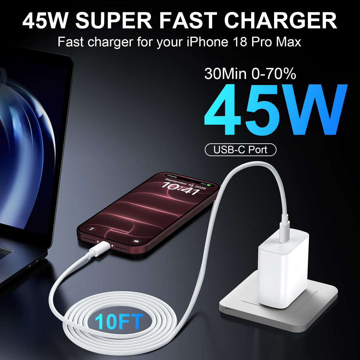 iPhone 18 17 Pro Max Charger Fast Charging 45W USBC iPhone Duo Fast Charger