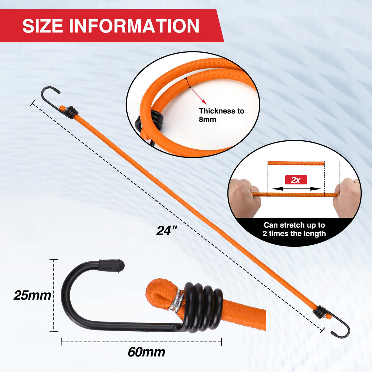 WORKPRO 24" Bungee Cords with Hooks, 4 Pack Heavy Duty Outdoor Bungee Strap