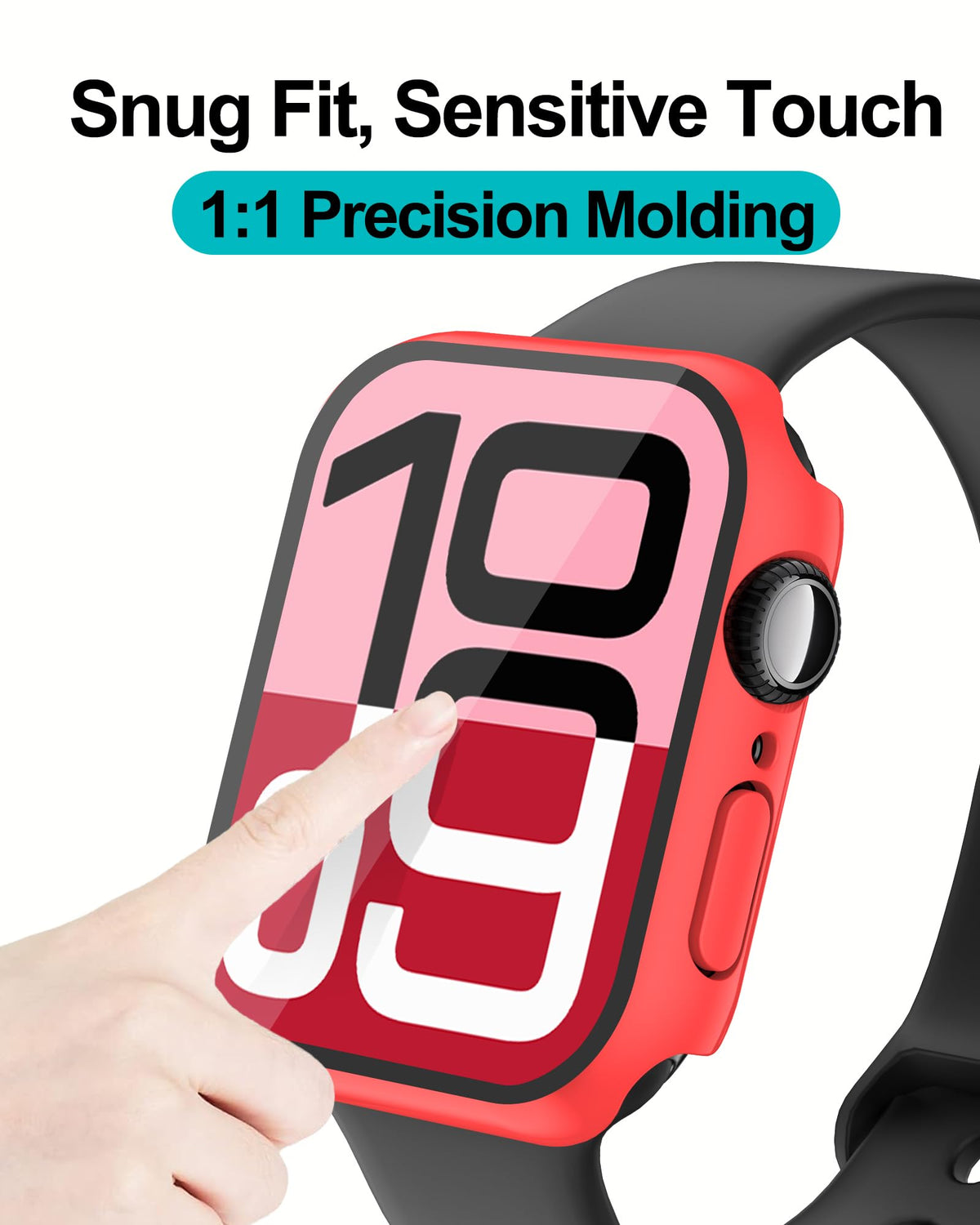 Smiling 2 Pack Case Compatible with Apple Watch Series 9/8/7 41mm with Tempered Glass Screen Protector, Hard PC Case Overall Protective Cover- 1 Silver + 1 Transparent