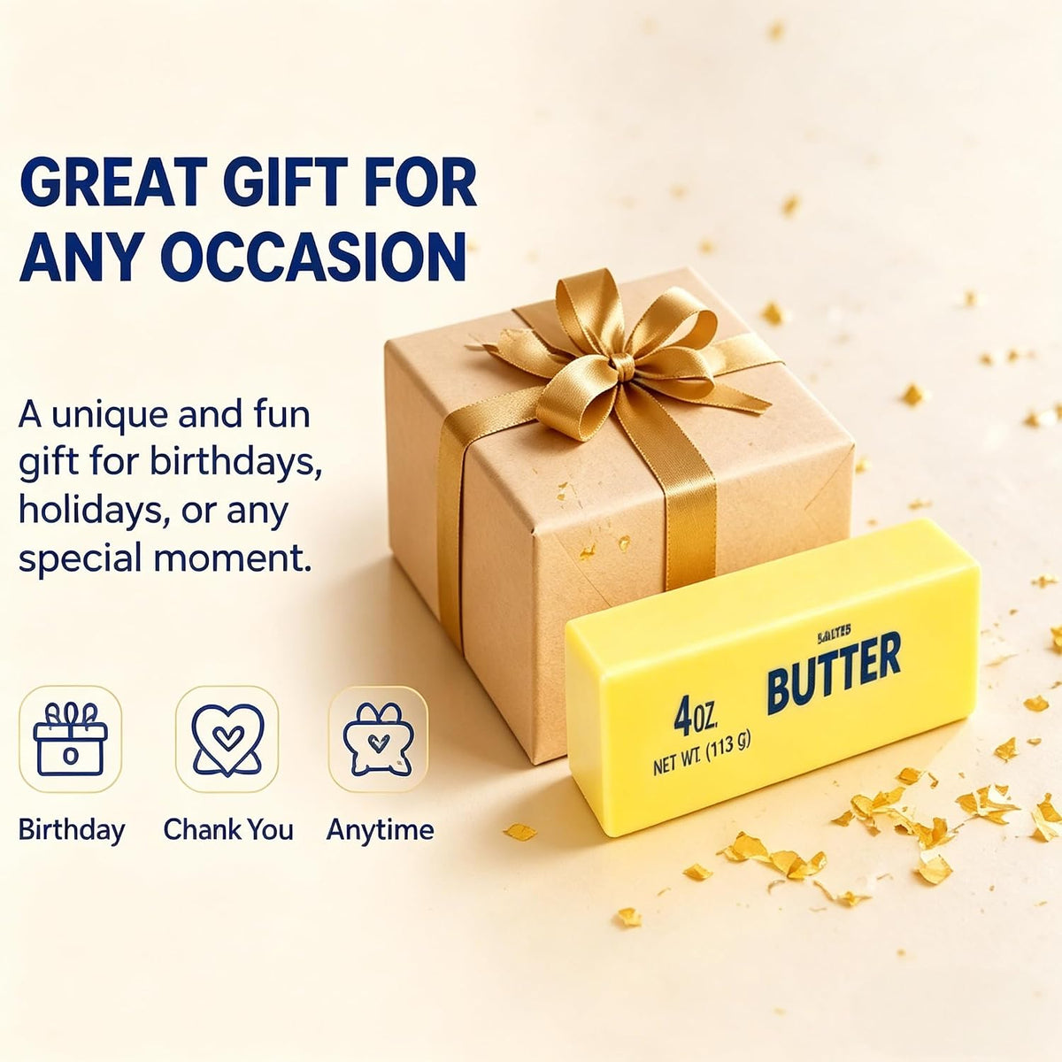 Butter Squishy,Squeeze Toys,2026 New Soft Novelty Toy,Realistic Butter Stick Fidget, Slow Rising Soft Stress Toy for Adults Stress Relief & Anxiety Relief (Butter-1PCS)