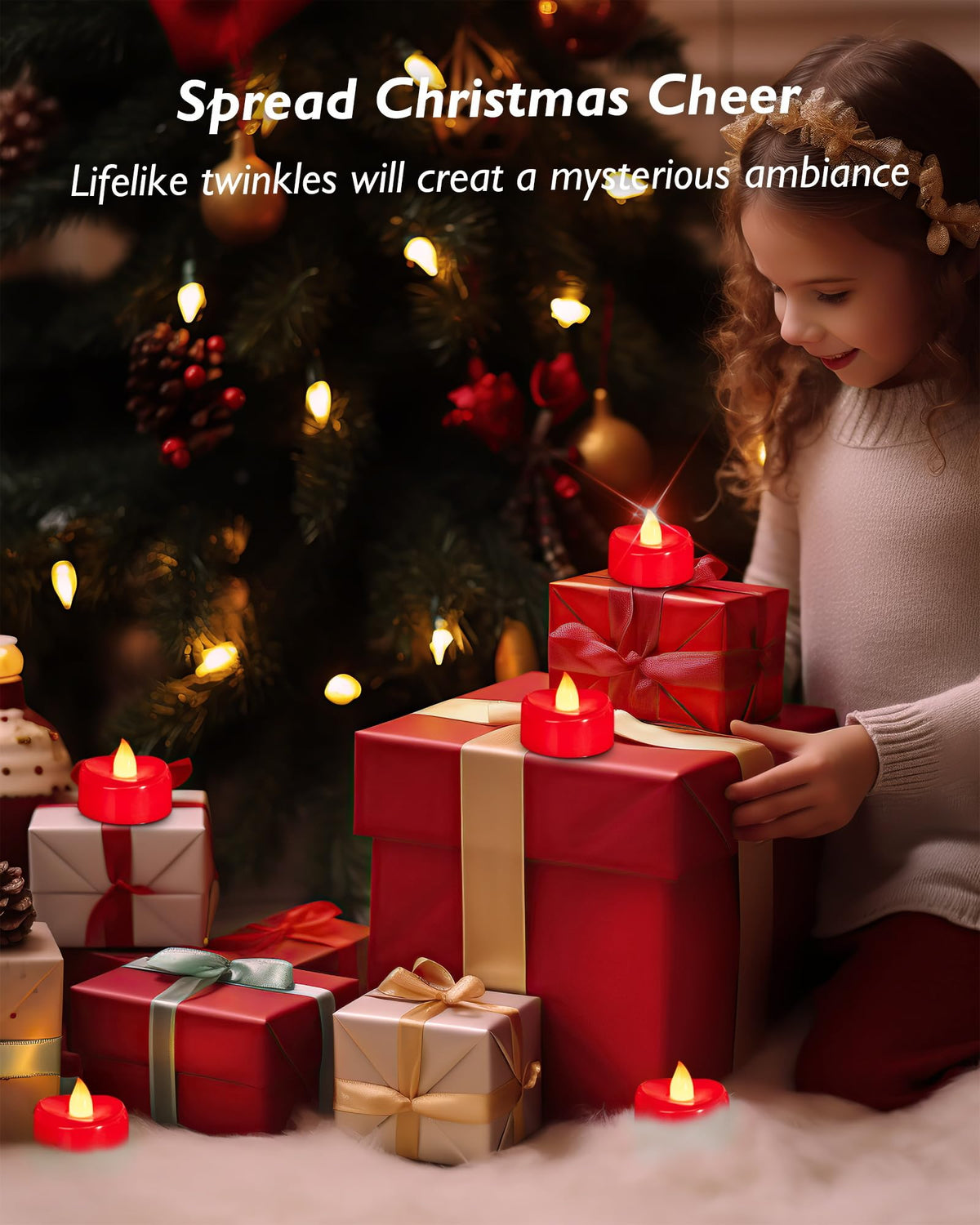 merrynights LED Candles, Tea Lights Candles Battery Operated Bulk, 24-Pack Long-Lasting 200 Hours Flameless Tealight Candles, Realistic Tea Lights for Halloween Christmas Wedding, 1.5'' D X 1.25'' H