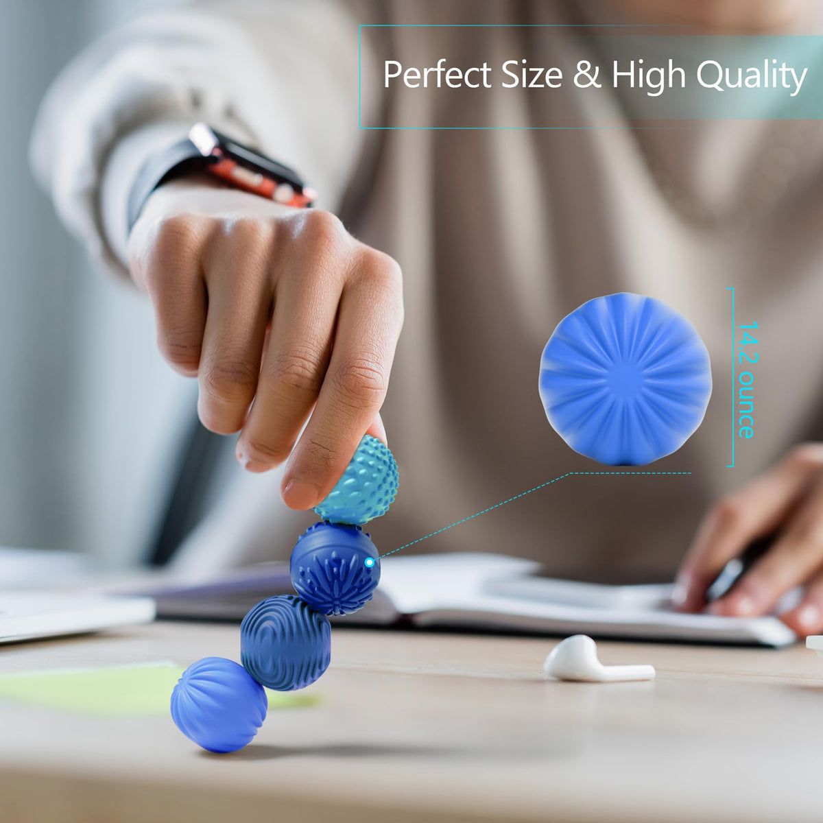 luckdoor Silicone Magnetic Balls Fidget Toys for Adults & Teens,8PCS Stress Relief Sensory Toys for Autism ADHD Anxiety,Fun Textures Gadgets,Office Desk Toy,Stocking Stuffers for Men Women Teen Gifts