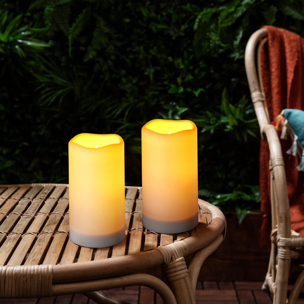 YOROXRG Set of 24 Waterproof Outdoor Flameless Candles, LED Candles with 4 Remote and Timer,(H 4" 5" 6" x D 2.2"),for Christmas,Halloween,Wedding,Festival